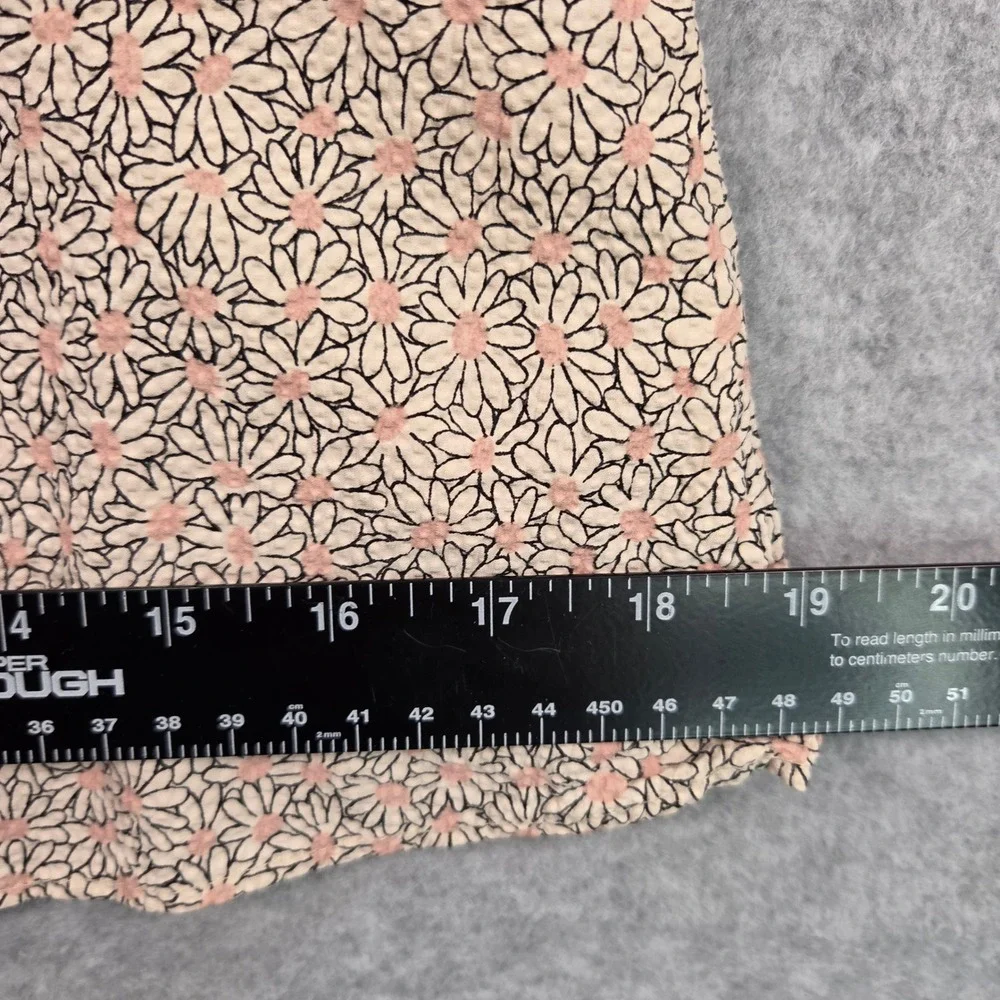 Madewell Button Front Top Women 10 Pink Floral Sleeve V-Neck Seersucker